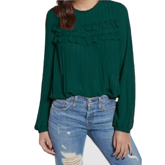 Endless Rose Green Pleated Sheer Blouse - Picture 1 of 8